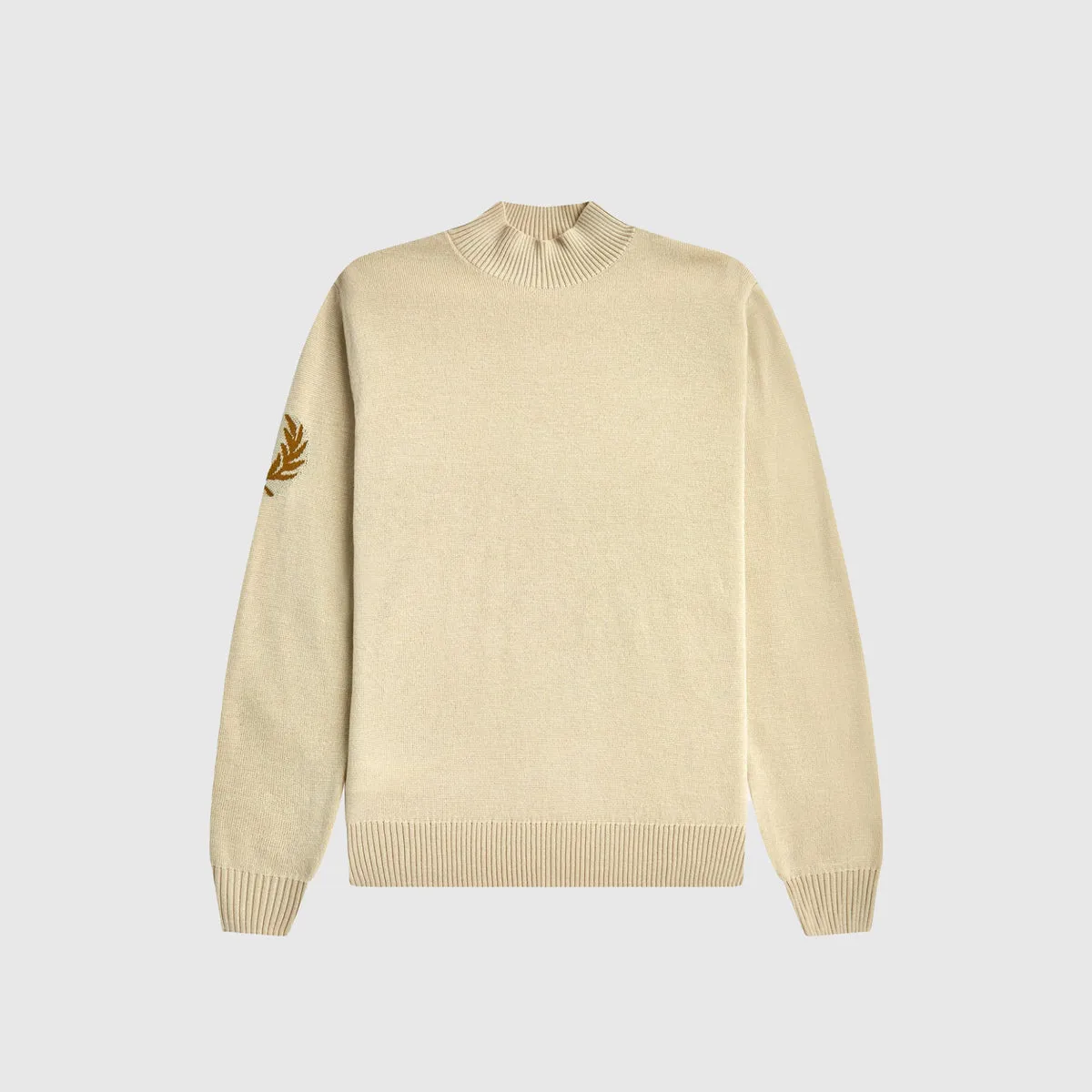 Fred Perry Laurel Wreath Mock Neck Jumper - Oatmeal