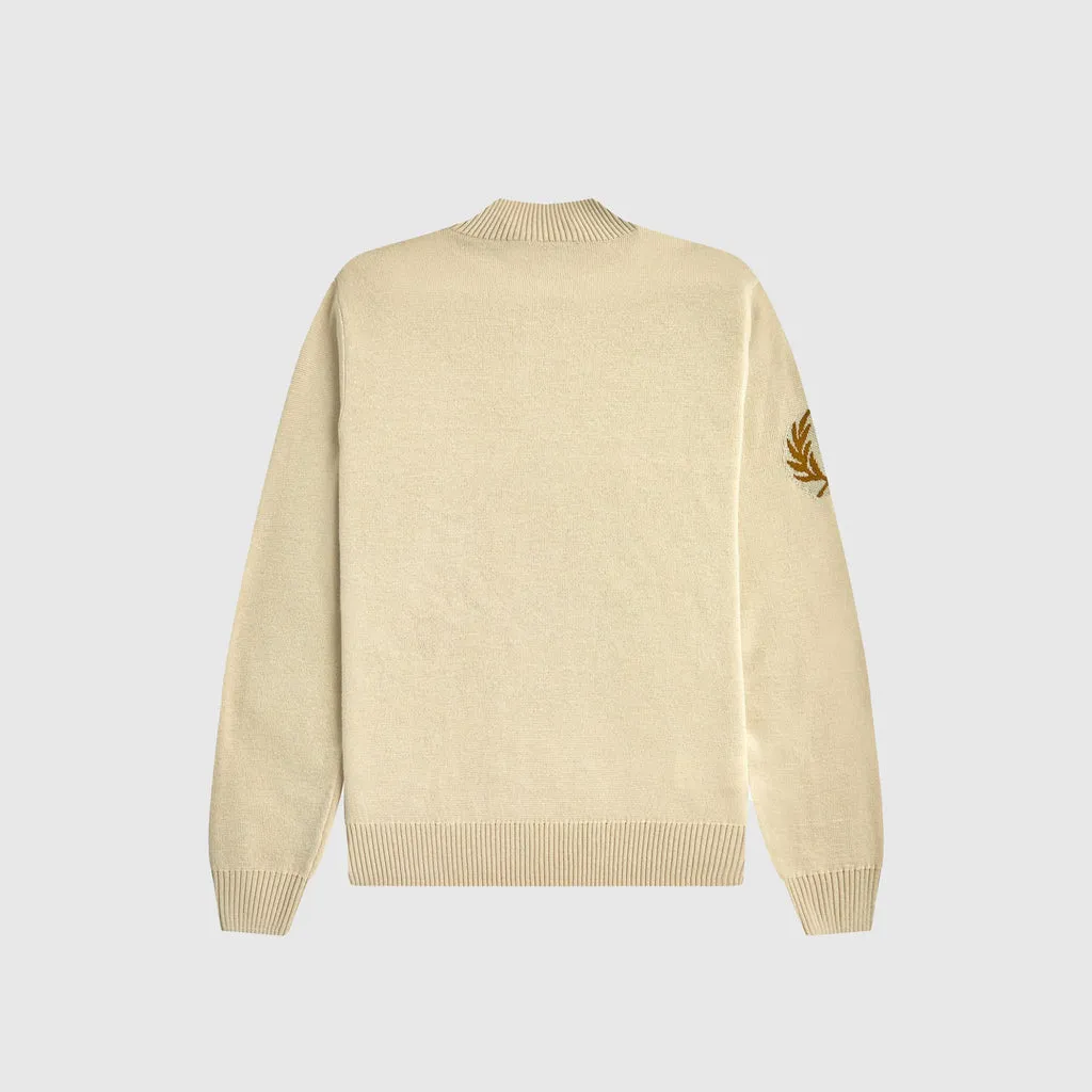 Fred Perry Laurel Wreath Mock Neck Jumper - Oatmeal