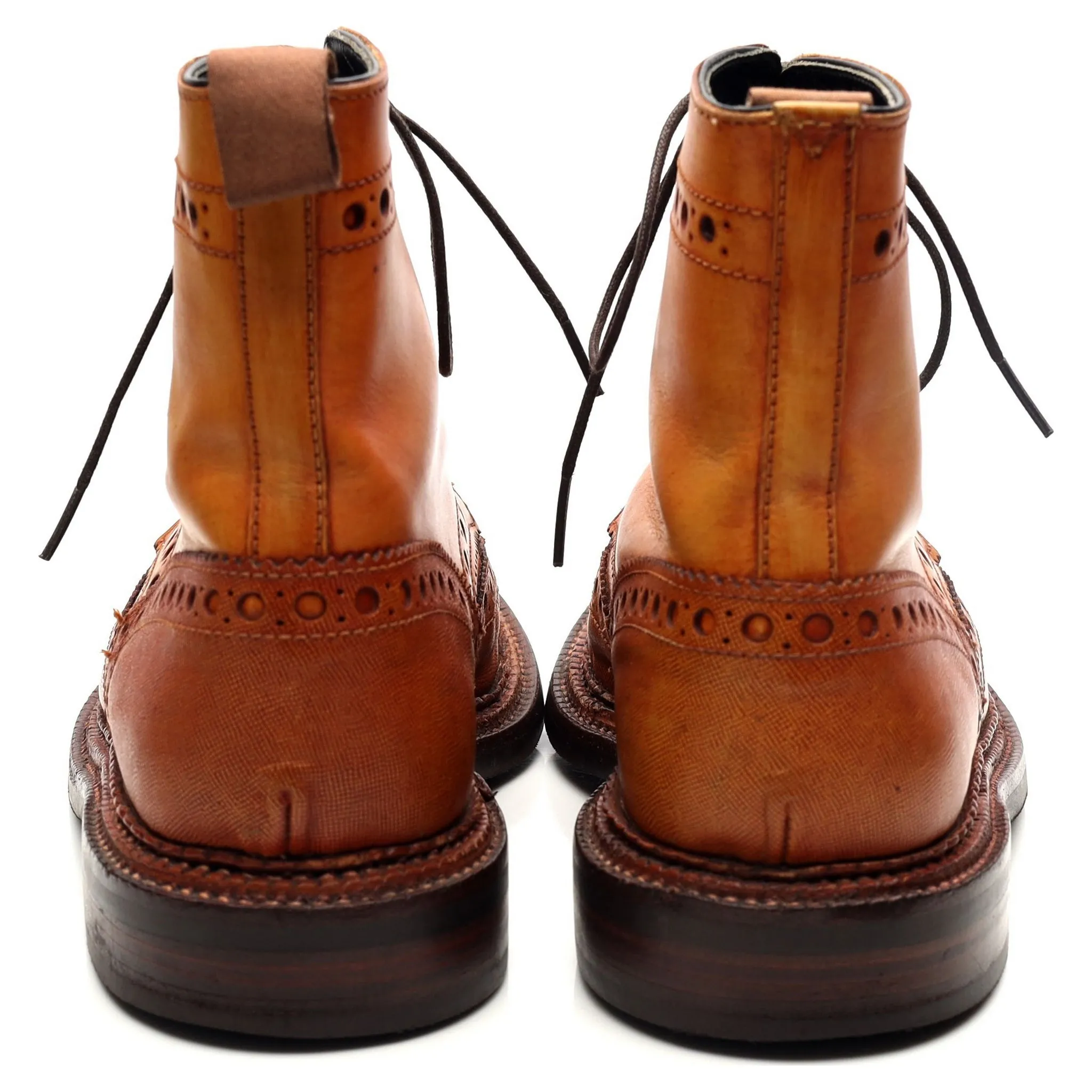 'Fred' Triple Welt Tan Brown Leather Brogue Boots UK 8 G