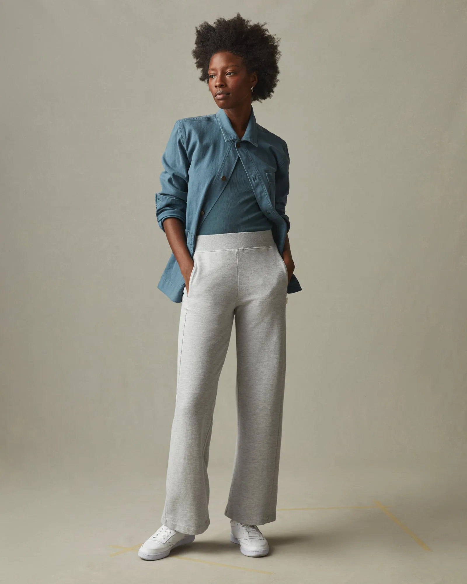 French Terry Straight Sweatpant, Ash Heather