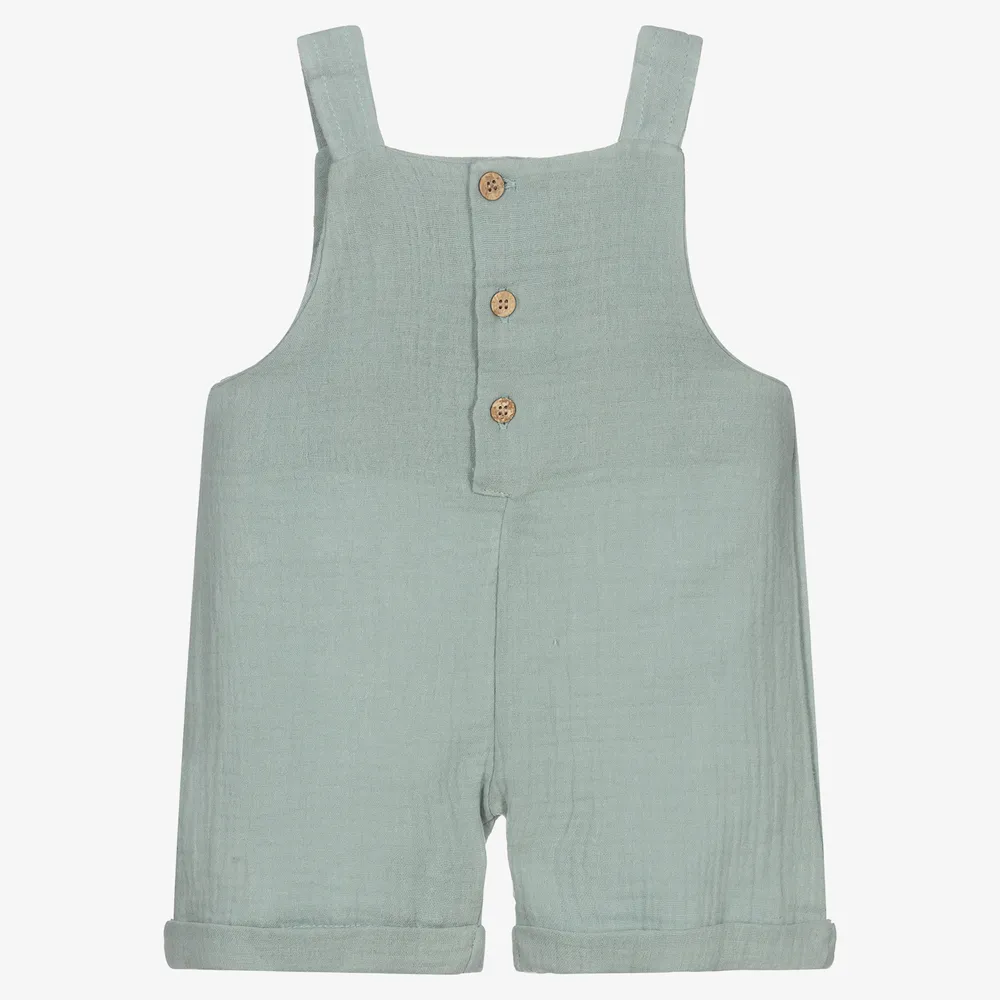 Green Cheesecloth Dungarees