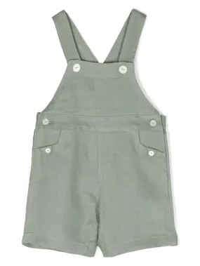 Green Linen Short Dungarees