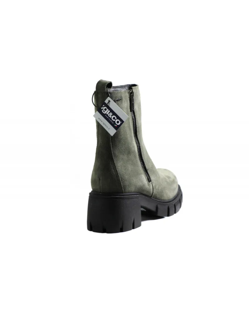 Green Suede Chunky Zipper Boots - IGI & Co 2685811 - On Sale