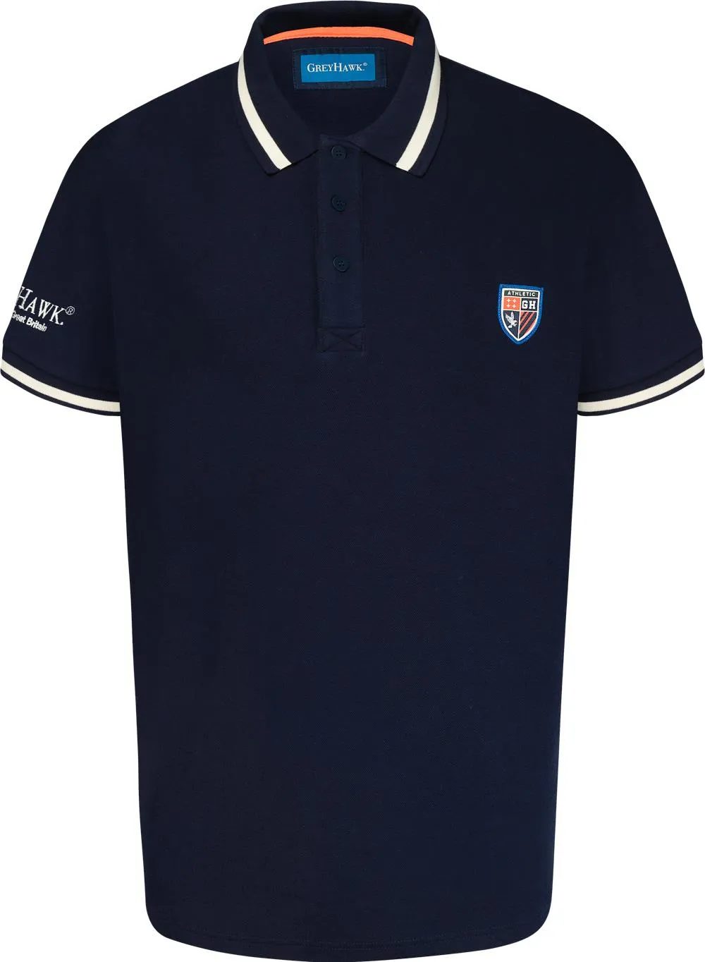 Grey Hawk Shield Badge Pique Polo Shirt - Navy Peacoat