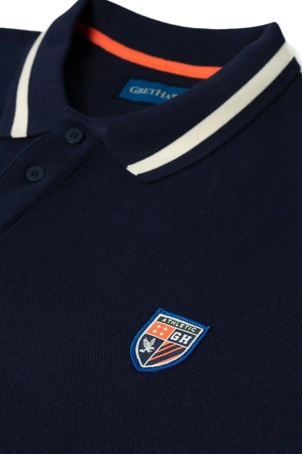 Grey Hawk Shield Badge Pique Polo Shirt - Navy Peacoat