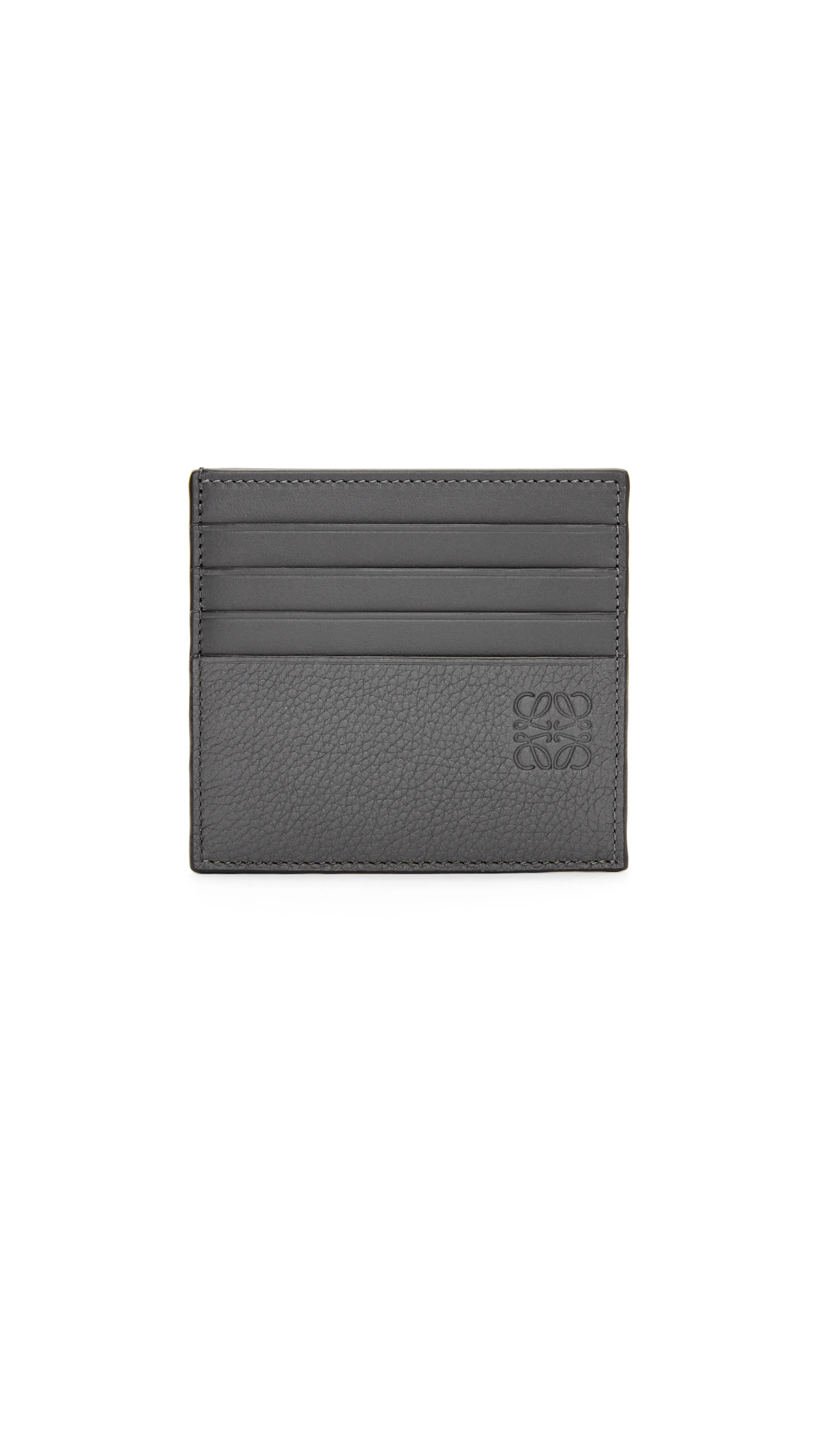 Grey Soft Grained Calfskin Open Cardholder