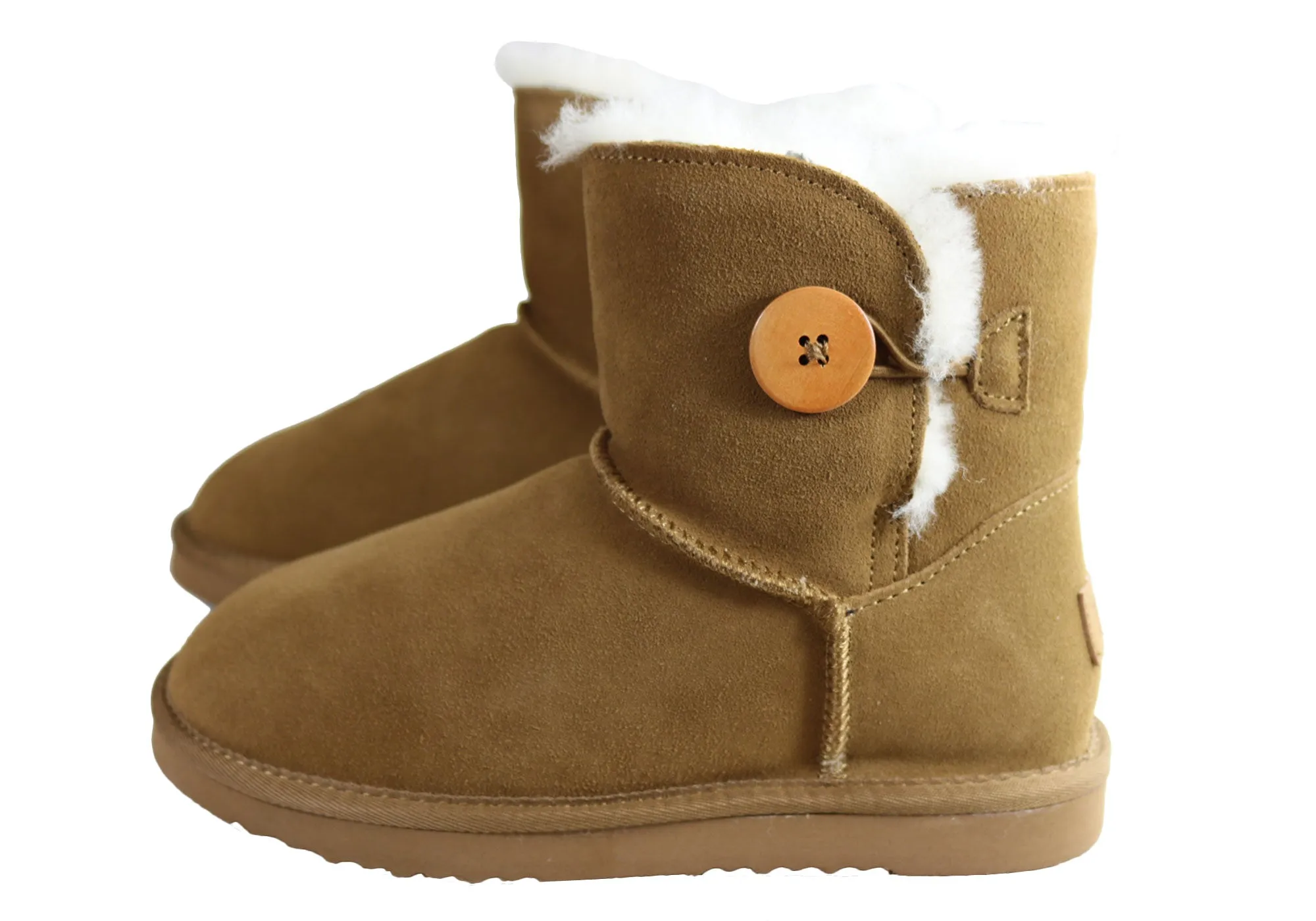 Grosby Button Ugg Womens Warm Comfort Boots With Sheepskin Lining