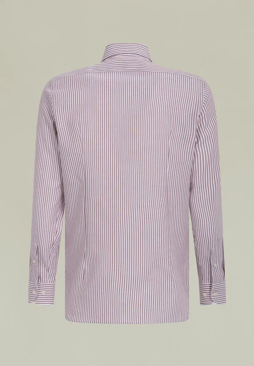 Hazel-white striped slim fit Oxford shirt