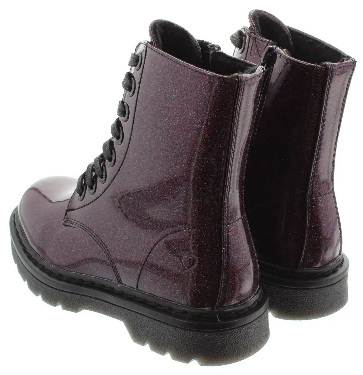 HEAVENLY FEET Ladies Justina Lace Ankle Boots In Purple Glitter