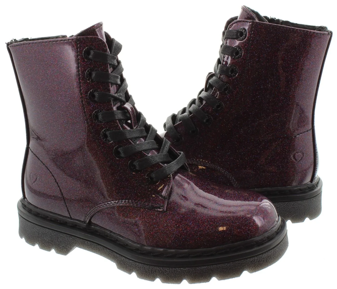 HEAVENLY FEET Ladies Justina Lace Ankle Boots In Purple Glitter