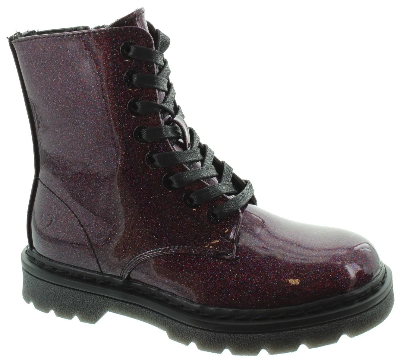 HEAVENLY FEET Ladies Justina Lace Ankle Boots In Purple Glitter