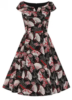 Hell Bunny Lanah Fan 50's Swing Dress Black