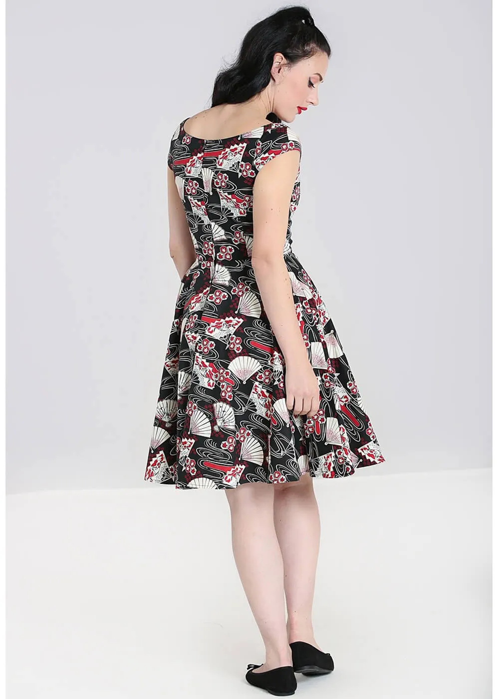 Hell Bunny Lanah Fan 50's Swing Dress Black