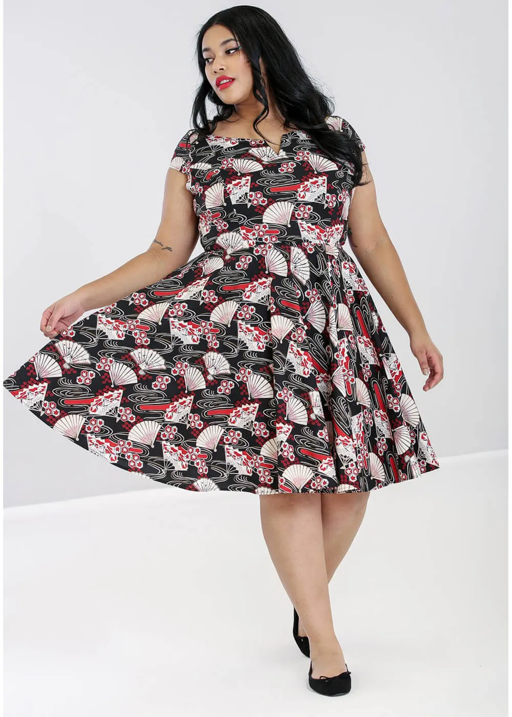 Hell Bunny Lanah Fan 50's Swing Dress Black