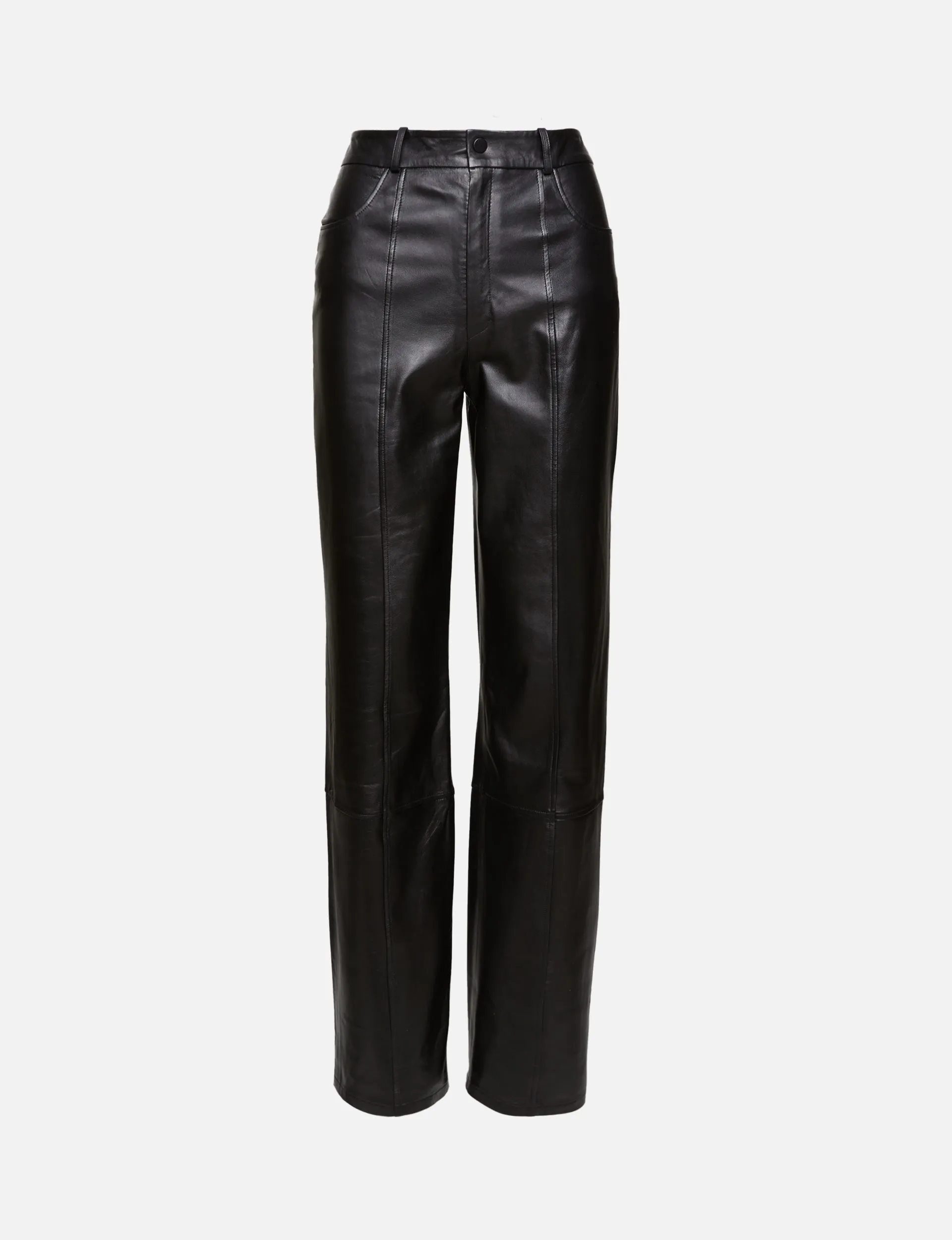 High Rise Baggy Leather Trousers.