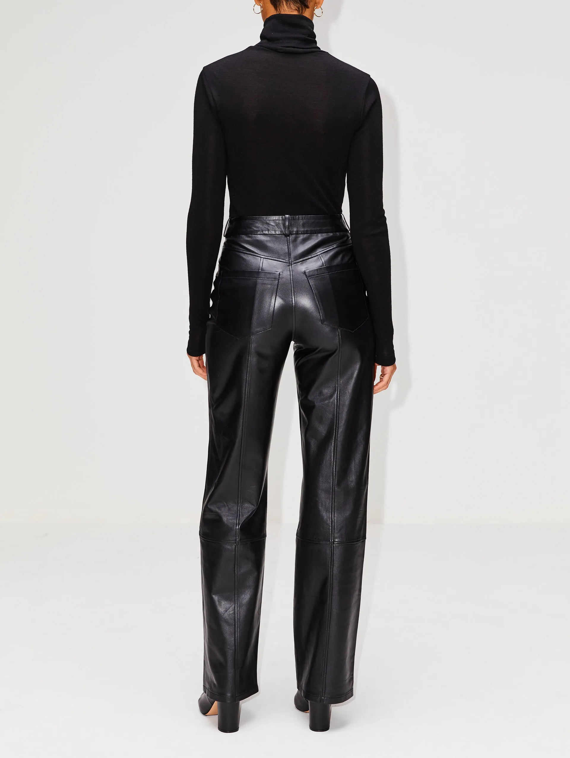 High Rise Baggy Leather Trousers.