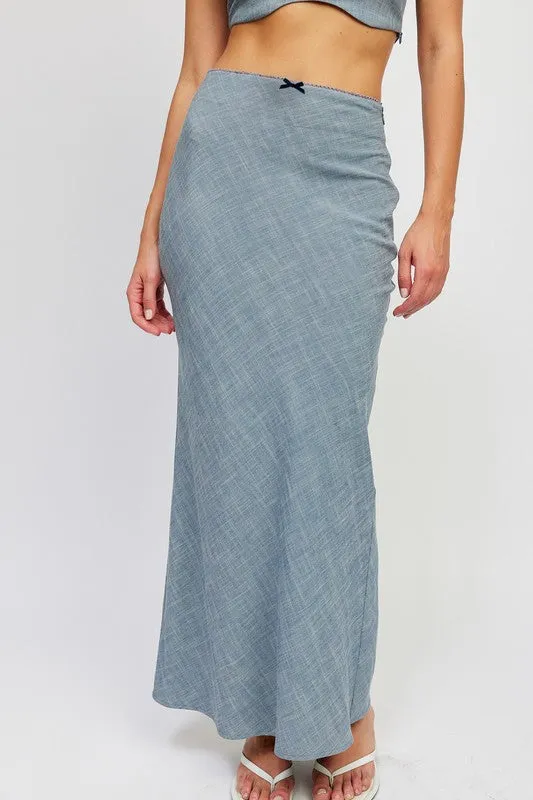 High waist bias maxi skirt.