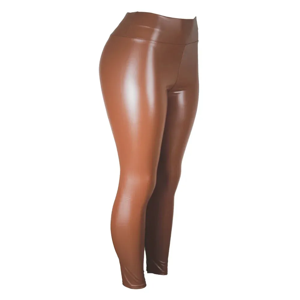 High Waist Faux Leather Skinny Leggings