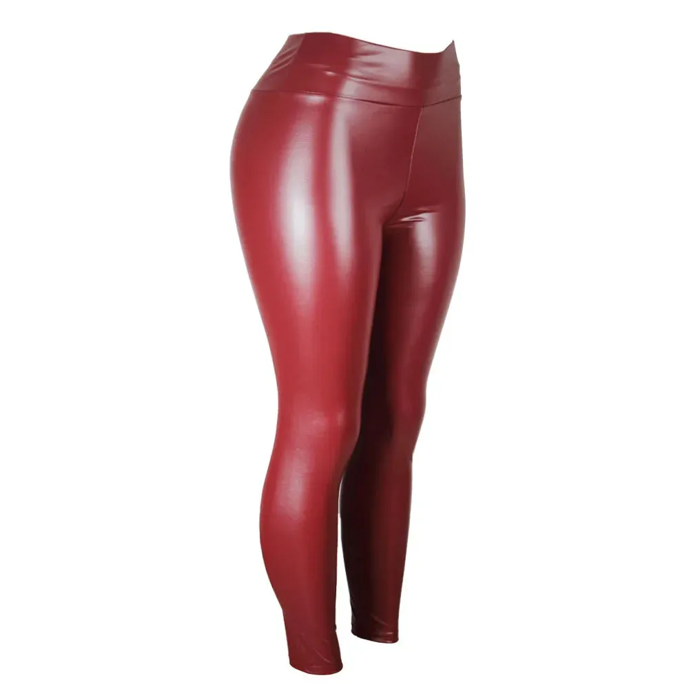 High Waist Faux Leather Skinny Leggings