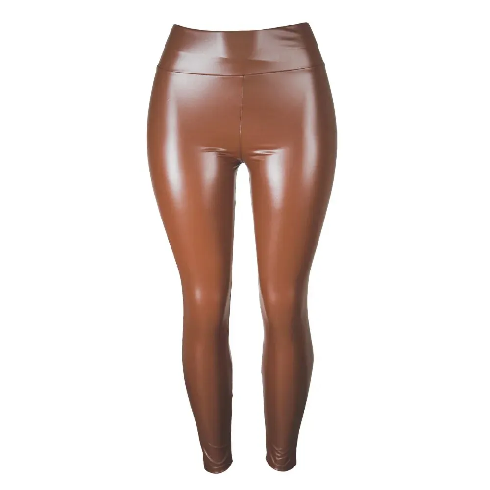 High Waist Faux Leather Skinny Leggings