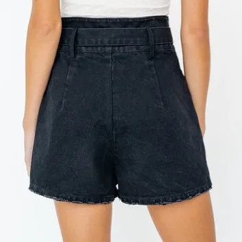 High Waist Shorts with Buckle Detail