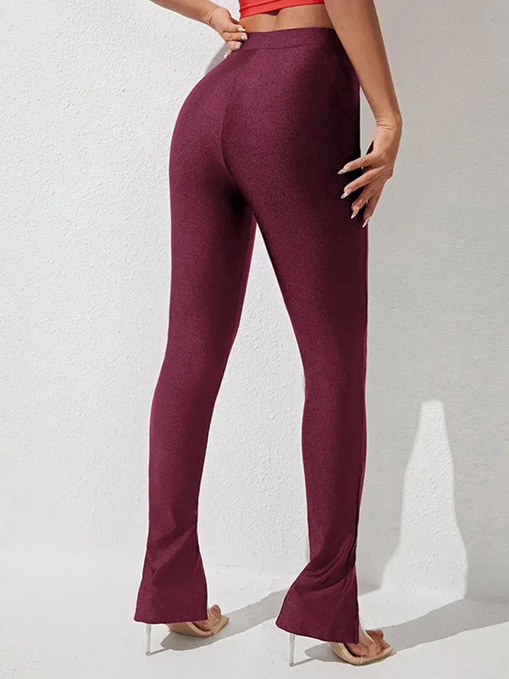 High Waist Slit Skinny Trousers