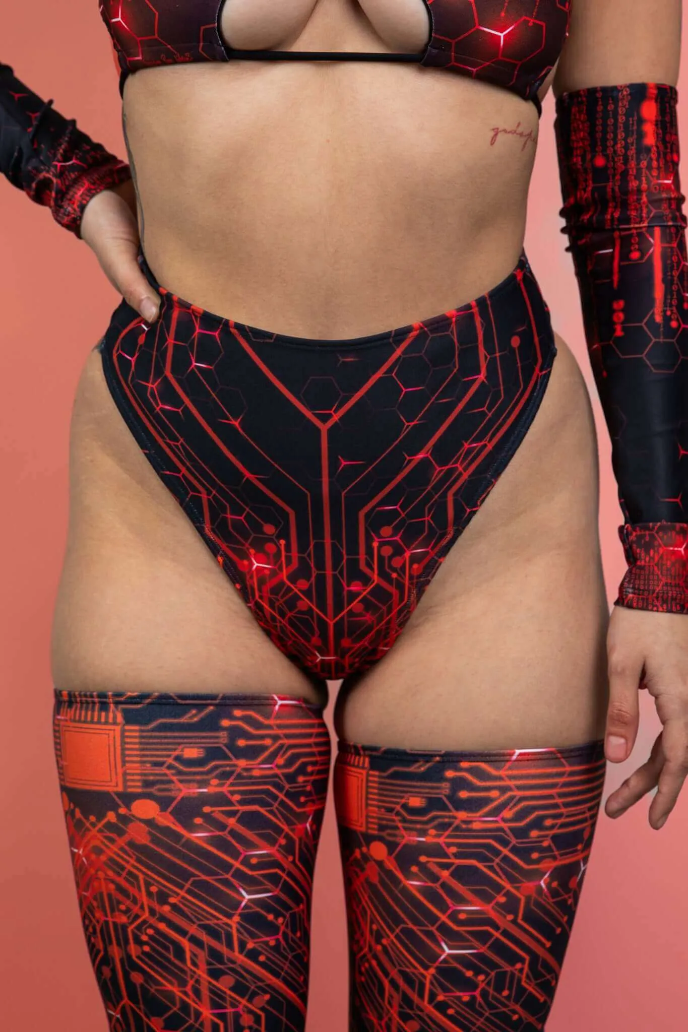 High Waist Thong - Red Singularity