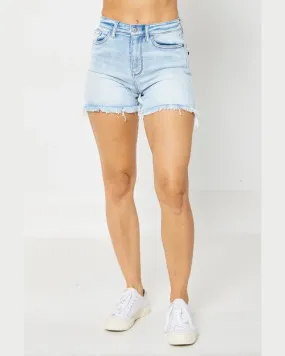 High Waisted Distressed Denim Shorts