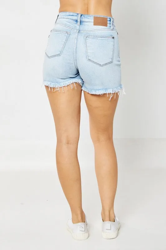 High Waisted Distressed Denim Shorts