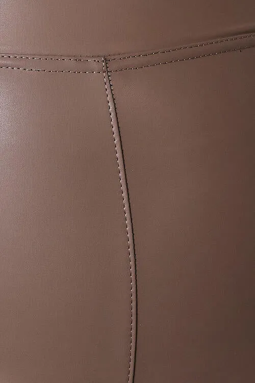 High-waisted faux leather slim-fit trousers