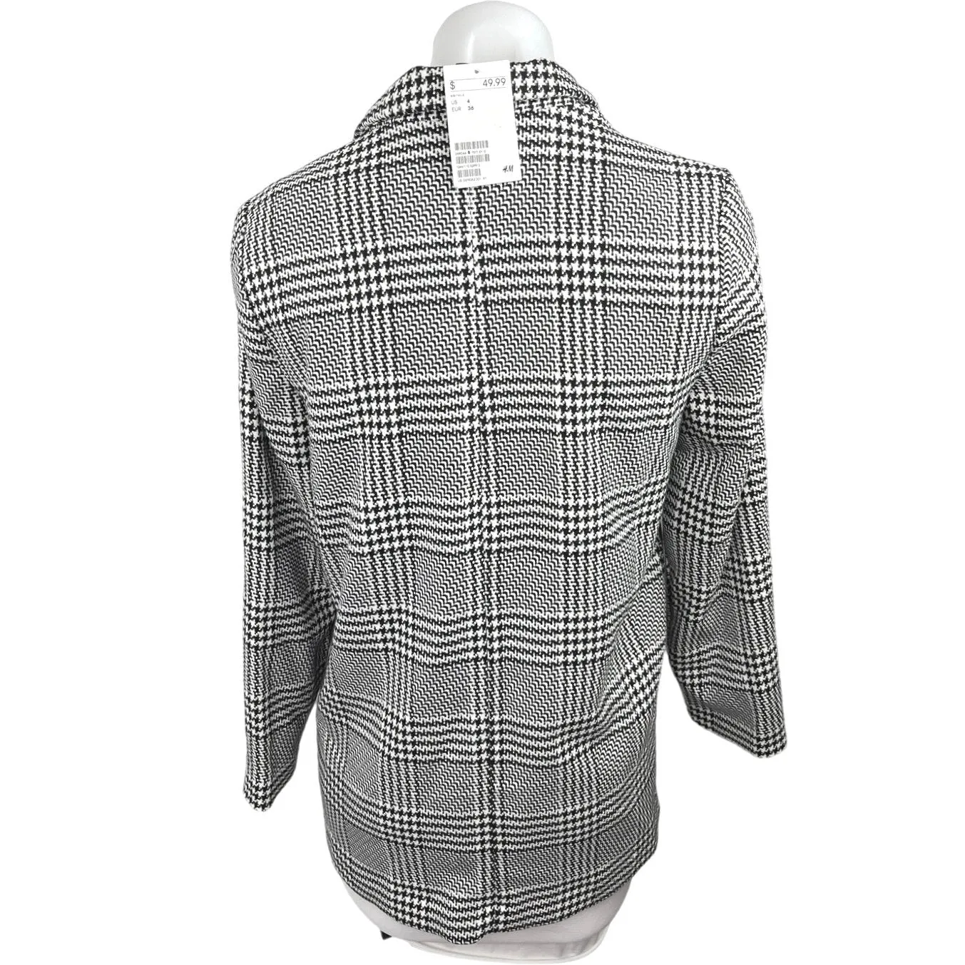 H&M Divided Women Gray Plaid Long Sleeve Single Breasted Blazer Coat Jacket Sz S