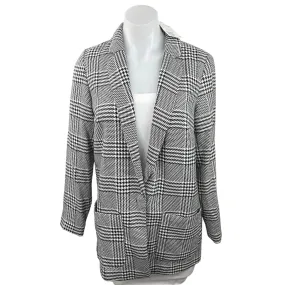 H&M Divided Women Gray Plaid Long Sleeve Single Breasted Blazer Coat Jacket Sz S