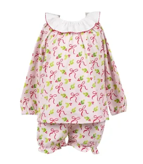 Holly Bow Girls' Bloomer Set