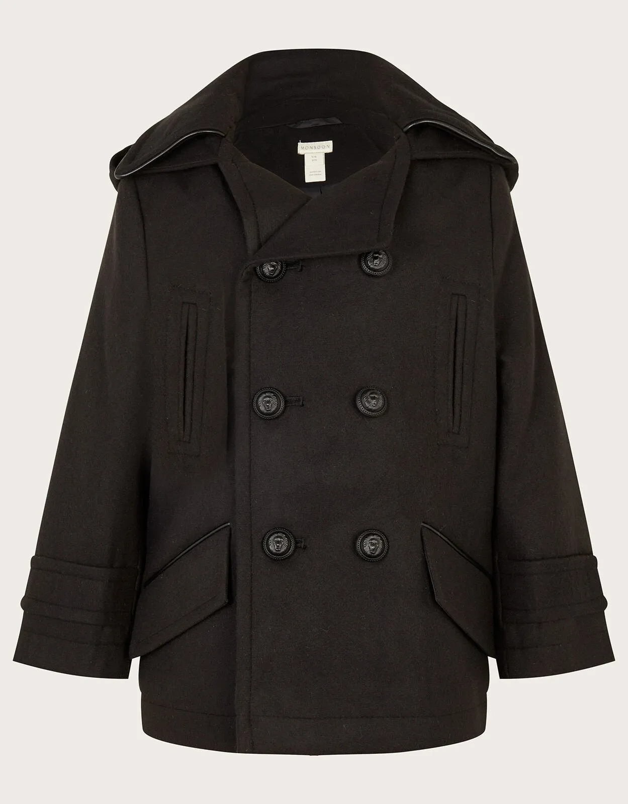 Hooded Peacoat Black