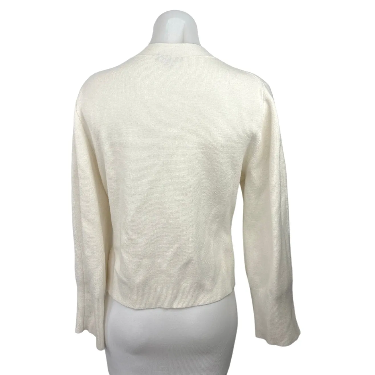 J.Crew Cream V Neck Long Sleeve Pocket Button Down Cardigan Sweater Size M