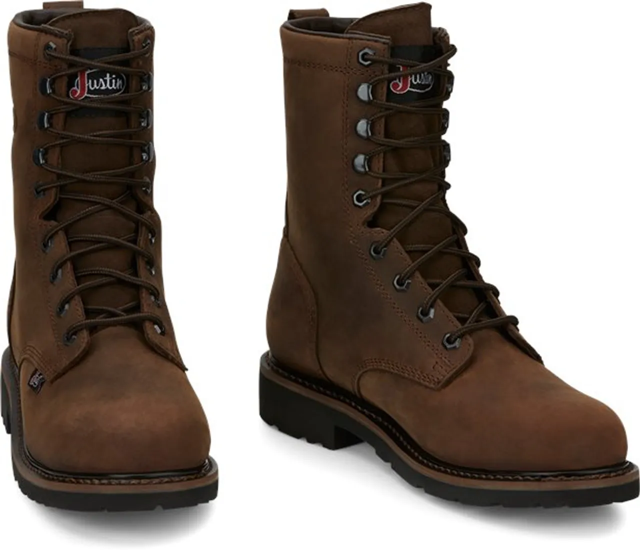 Justin Mens Boots SE961 8 Drywall Steel Toe" Brown