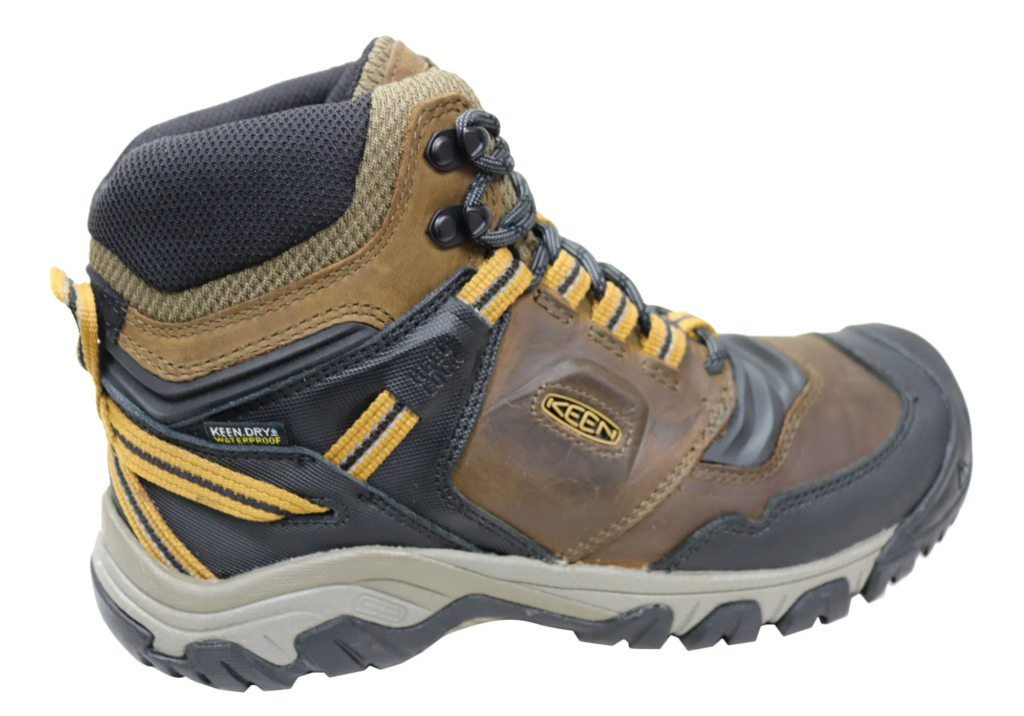 Keen Mens Ridge Flex Mid Waterproof Comfortable Leather Hiking Boots