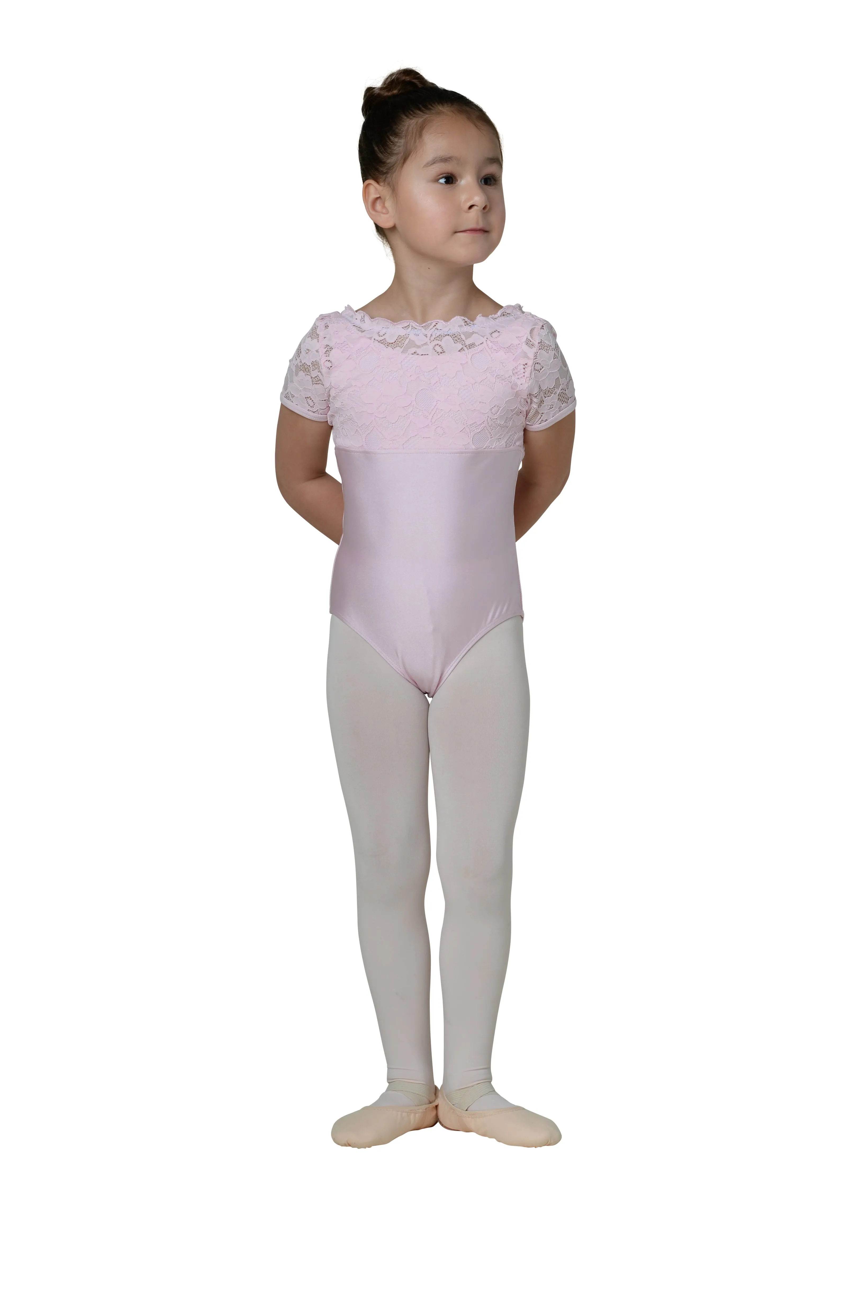 Kids Clara Cap Sleeve Leotard - Scalloped Lace - Google SEO friendly words result: Children's Cap Sleeve Leotard - Scallop Lace 