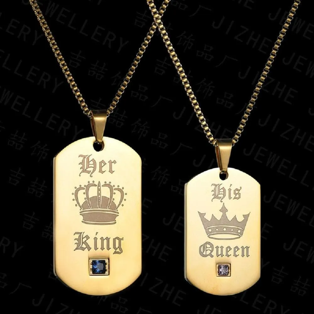 King and Queen Keychain and Necklace Set