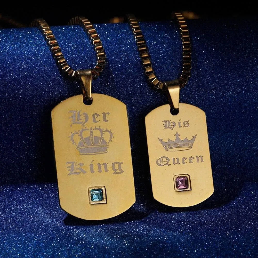 King and Queen Keychain and Necklace Set