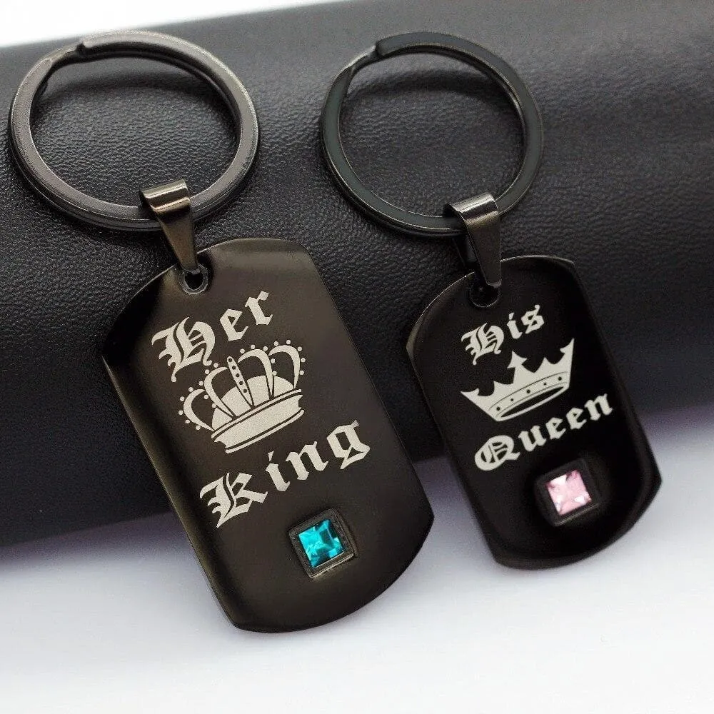 King and Queen Matching Couple Keychains