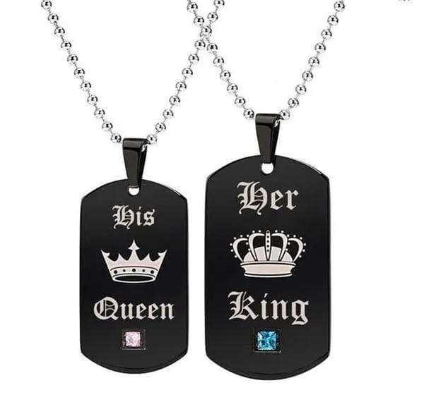 King and Queen Necklaces Set - Perfect Couples Jewelry