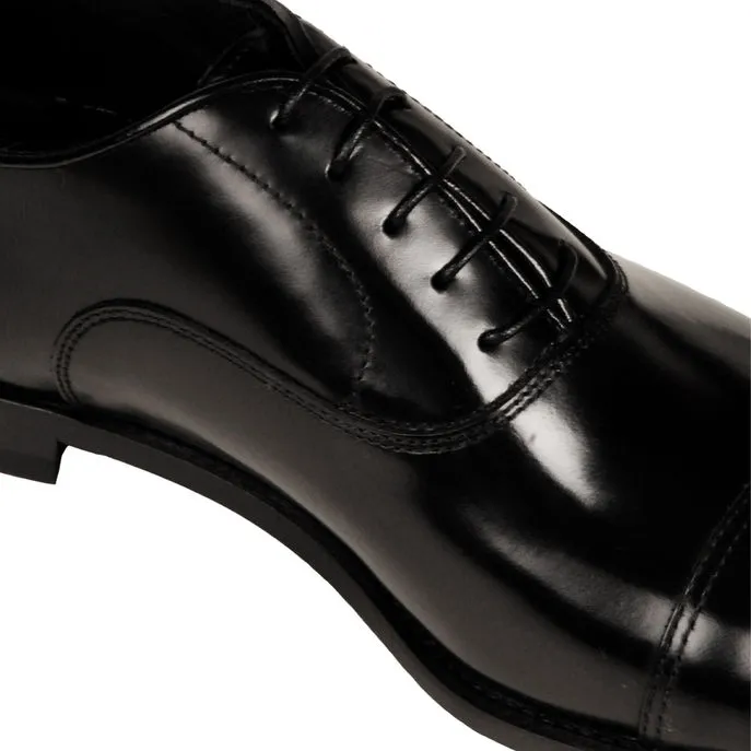 Lace-Up Oxford Cap Toe Shoes for Men - Black