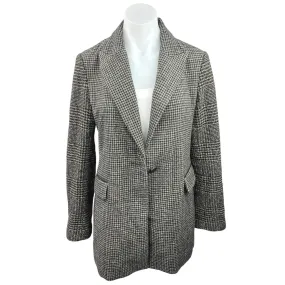 Laundry by Shelli Segal Black White Wool Blend Houndstooth Blazer Coat Jacket S