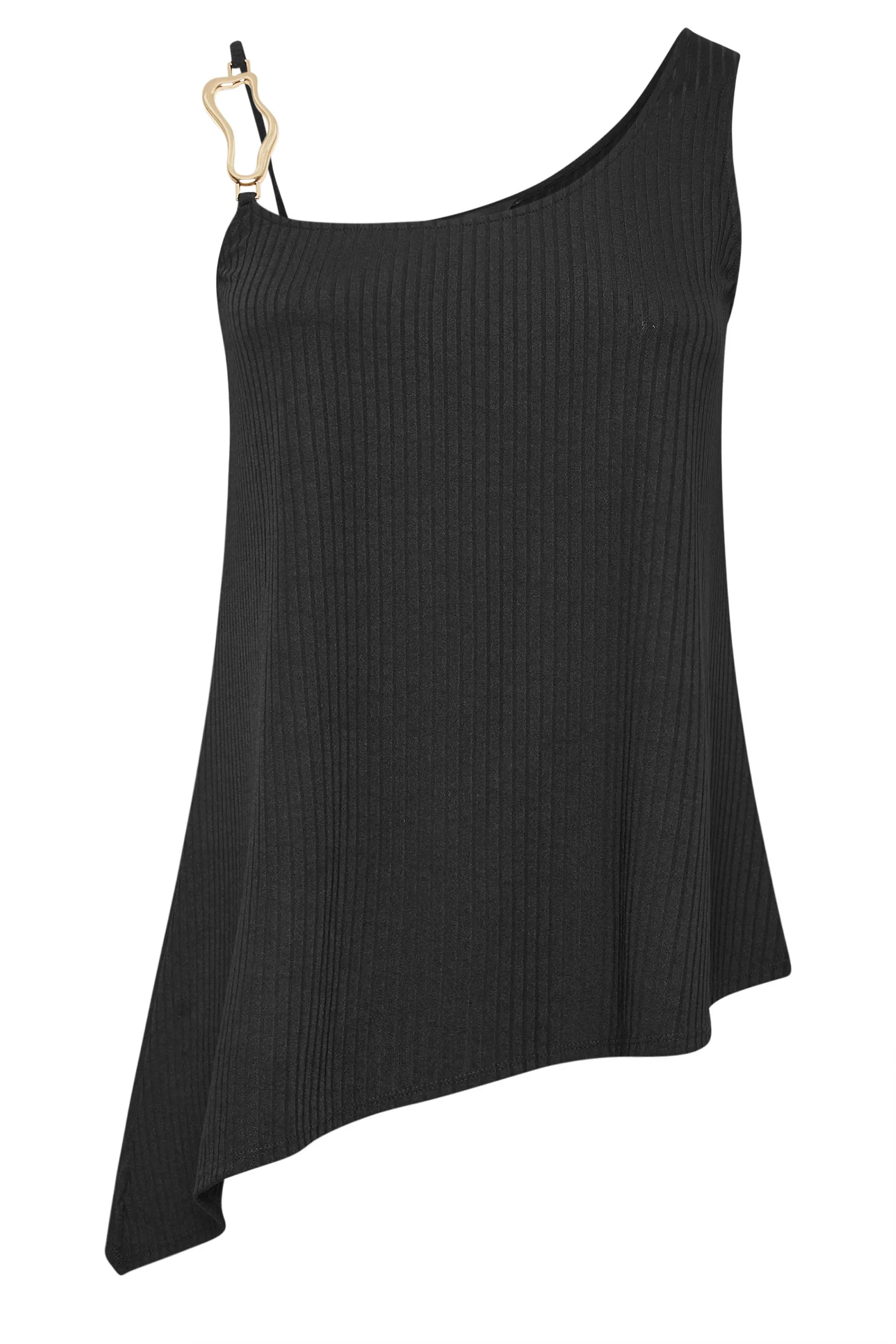 LIMITED COLLECTION Curve Black Metal Trim Ribbed Vest Top