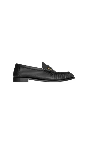 Loafer Penny Slippers Shiny Creased Leather Black