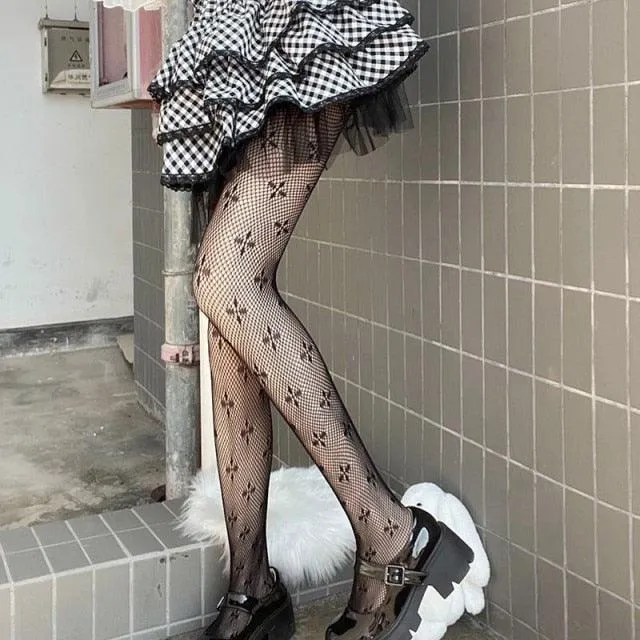 Long Hollow Fishnet Stockings for Club Party Hosiery