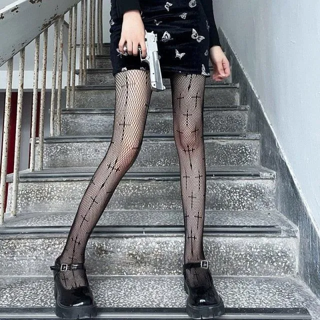 Long Hollow Fishnet Stockings for Club Party Hosiery