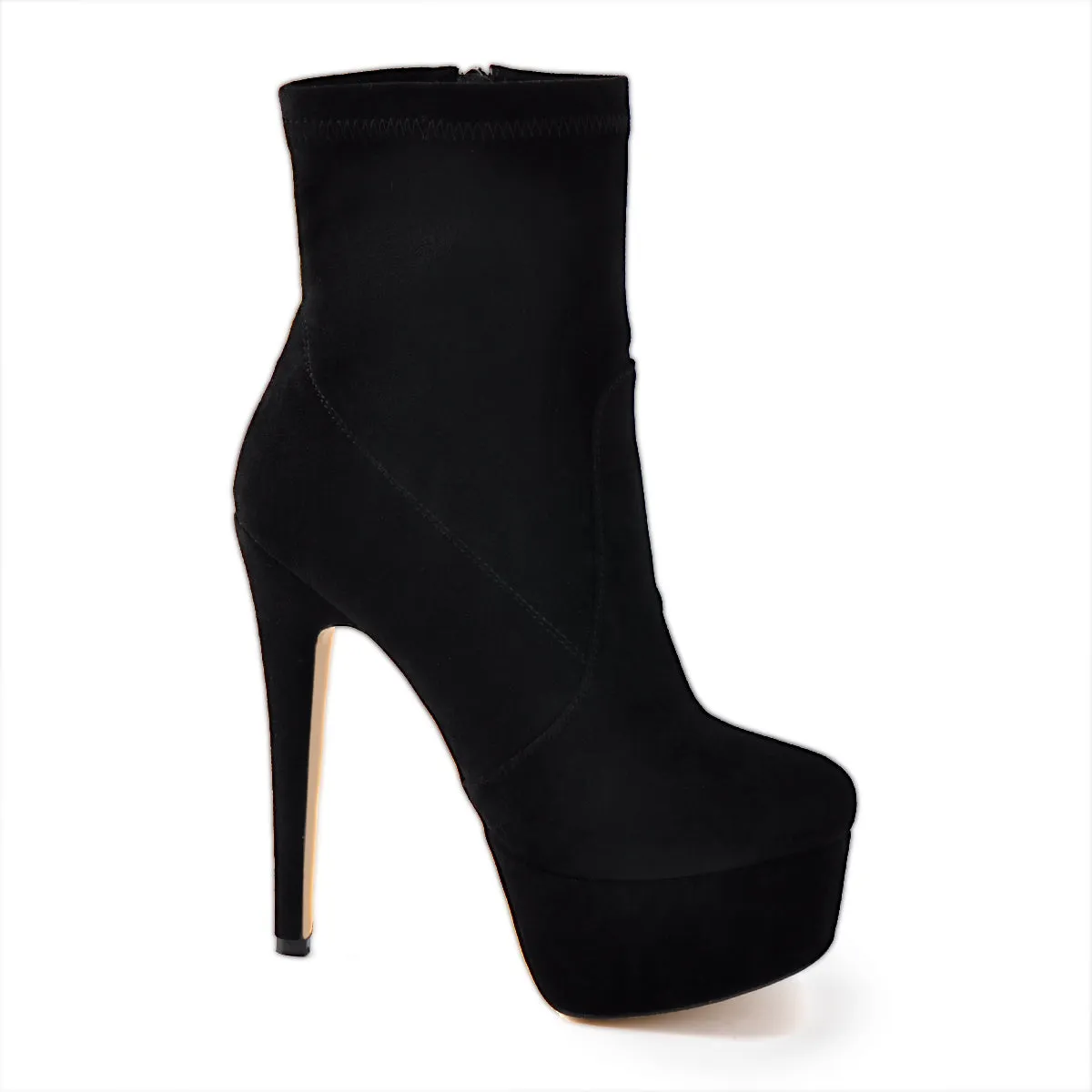 Lycra Stretch Stiletto Ankle Boots - High Heel Platform