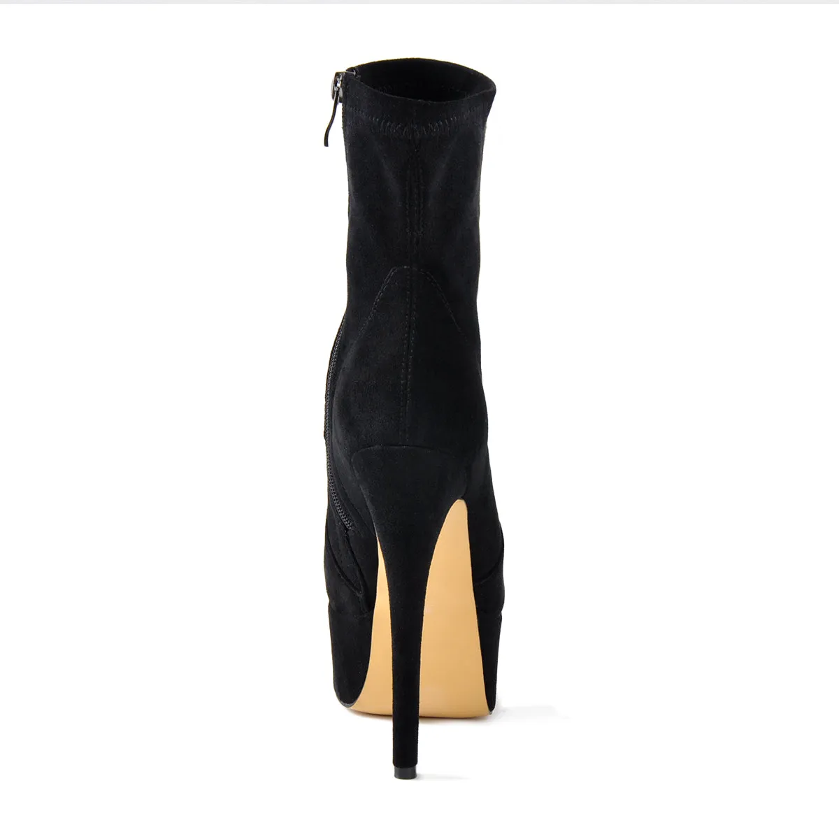 Lycra Stretch Stiletto Ankle Boots - High Heel Platform